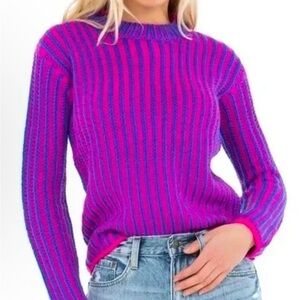 Endless Rose Pink and Blue Striped Sweater